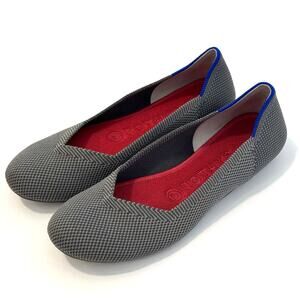 Rothys The Flat Birdseye Gray Slip On Ballet Flats Womens Size 6.5 US 37 EU